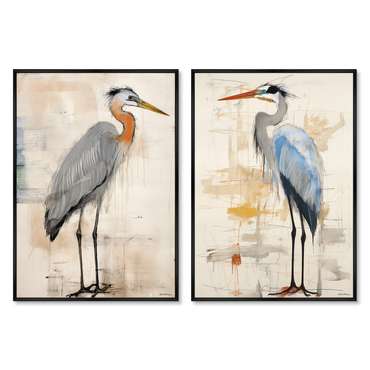 Набор из двух репродукций картин на холсте Herons, 2024г.