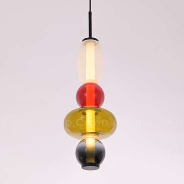 Подвесной светильник Cloyd SUPERNOVA-A P1 / выс. 55 см - 4 яруса - черный - красн. стекло