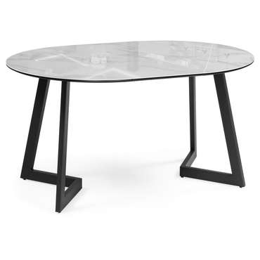 Раздвижной обеденный стол Алингсос бело-серого цвета
