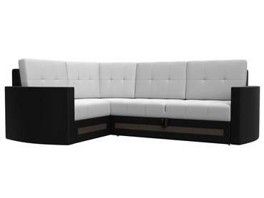 Угловой диван-кровать Белла белого цвета (экокожа) левый угол