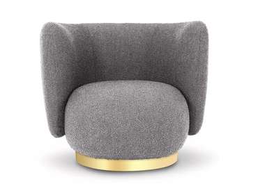 Кресло вращающееся Lucca серого цвета с золотым основанием