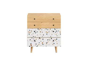 Комод Frida с принтом Marble на деревянных ножках
