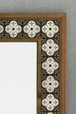 Настенное зеркало 43x63 с каменной мозаикой черно-белого цвета