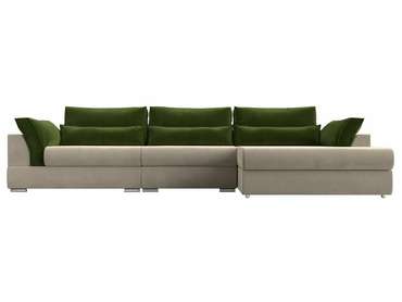 Угловой диван-кровать Пекин Long бежево-зеленого цвета угол правый