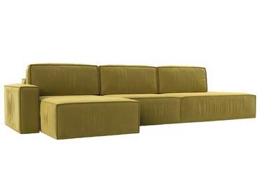 Угловой диван-кровать Прага модерн лонг желтого цвета левый угол