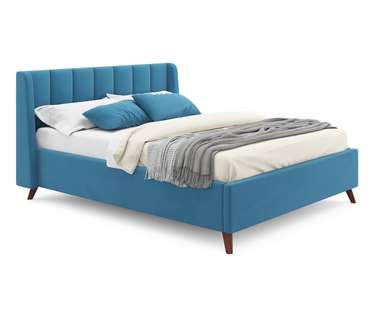 Кровать Betsi 160х200 синего цвета с подъемным механизмом и матрасом