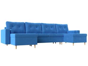 Угловой диван-кровать Белфаст темно-голубого цвета (тик-так) 