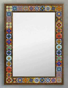 Настенное зеркало с каменной мозаикой 53x73 в раме коричневого цвета