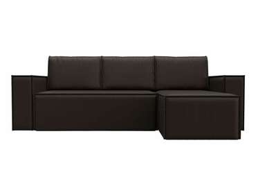 Угловой диван-кровать Куба темно-коричневого цвета (экокожа) правый угол
