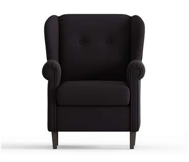 Кресло из велюра Леон черного цвета