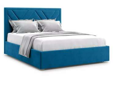 Кровать Premium Milana 2 140х200 синего цвета с подъемным механизмом