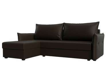 Угловой диван-кровать Лига 004 темно-коричневого цвета угол левый (экокожа)