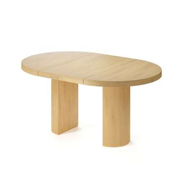 Обеденный стол раздвижной Бунда из массива бежевого цвета