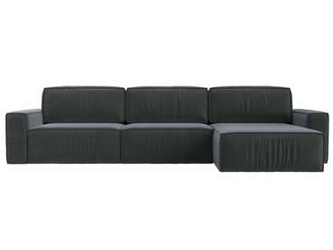 Угловой диван-кровать Прага Классик лонг темно-серого цвета правый угол