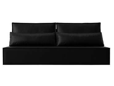 Прямой диван-кровать Фабио Лайт черного цвета (экокожа)