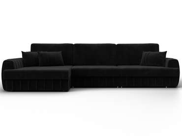 Угловой диван-кровать Лига-057 L Лонг черного цвета левый