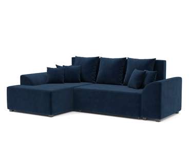 Угловой диван-кровать Каскад темно-синего цвета левый угол