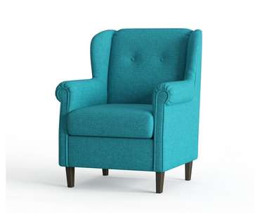 Кресло из велюра Леон голубого цвета
