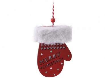 Елочное украшение Xmas Варежка бело-красного цвета