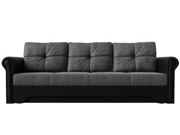 Прямой диван-кровать Европа серо-черного цвета (ткань/экокожа)