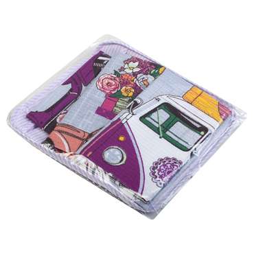 Набор полотенец 45х60 (3 шт.) в текстильной вазе 'Весеннее ретро', 100% хлопок, 'Фиолетовый'