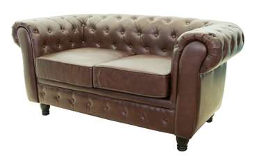 Кожаный диван Chesterfield коричневого цвета