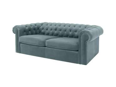 Диван Chesterfield серо-синего цвета