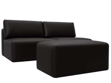 Модульный дивaн-кровать Лига-060 темно-коричневого цвета (экокожа)