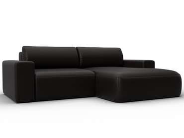 Угловой диван-кровать Лига-036 Классик темно-коричневого цвета правый (экокожа)