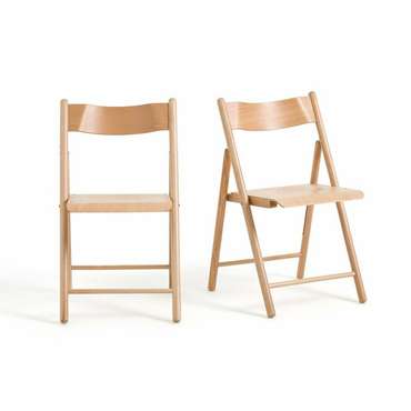 Комплект из двух стульев складных Из бука Panni бежевого цвета