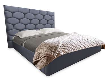 Кровать Милан 160х200 с подъемным механизмом серого цвета