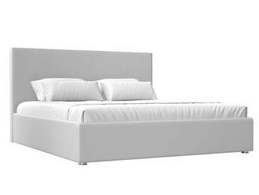 Кровать Кариба 160х200 белого цвета с подъемным механизмом (экокожа) 