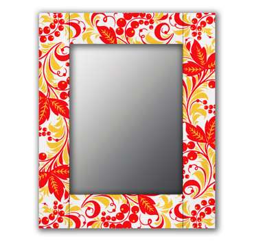 Настенное зеркало Рябина 50х65 красного цвета