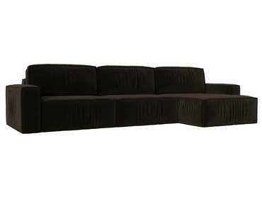 Угловой диван-кровать Прага Классик лонг темно-коричневого цвета правый угол