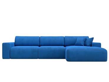 Угловой диван-кровать Лига 036 Классик Лонг темно-голубого цвета правый угол