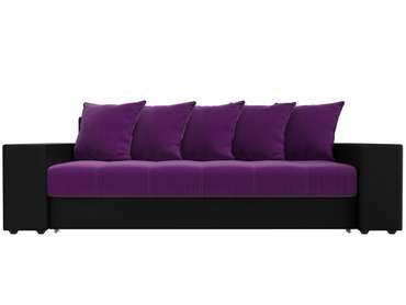 Прямой диван-кровать Дубай фиолетово-черного цвета (ткань/экокожа) 