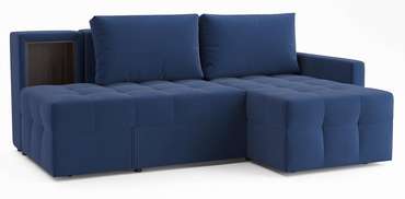 Угловой диван-кровать Кельн темно-синего цвета правый
