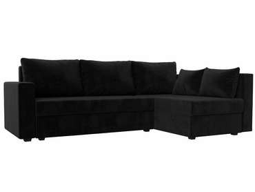 Угловой диван-кровать Мансберг черного цвета правый угол