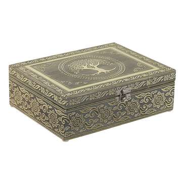 Шкатулка Белый Шампанское Деревянный Алюминий 22,5 x 17,5 x 7,6 cm