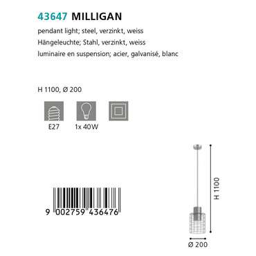 Подвесной светильник Milligan серого цвета