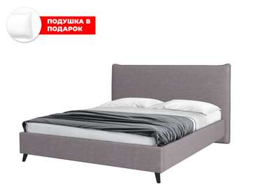 Кровать Kamizo 140х200 в обивке из велюра серого цвета с подъемным механизмом