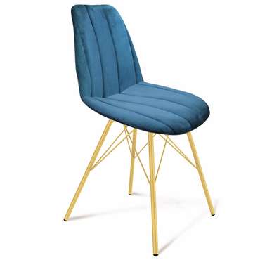 Обеденный стул Megrez синего цвета на металлическом каркасе