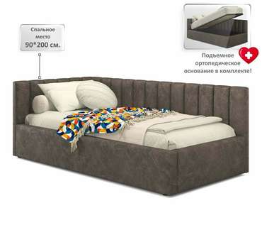 Кровать Milena 90х200 коричневого цвета с подъемным механизмом