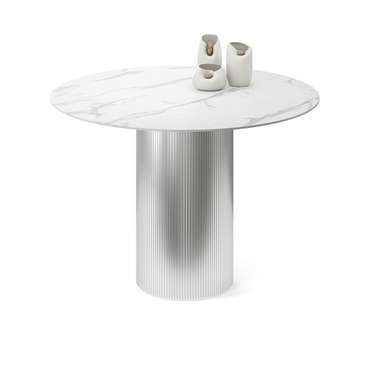 Обеденный стол Субра S бело-серебряного цвета