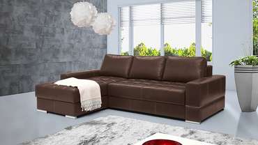 Угловой диван-кровать Матео коричневого цвета