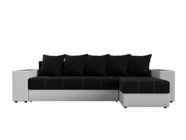 Угловой диван-кровать Дубай черно-белого цвета (ткань/экокожа)  правый угол