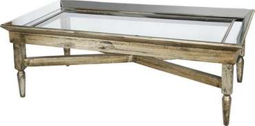 Стол журнальный деревянный со стеклянной столешницей