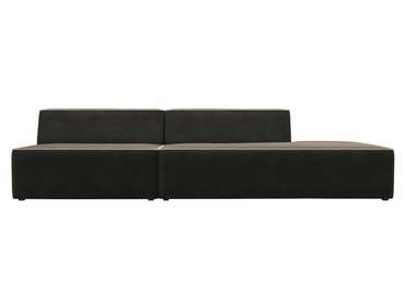 Прямой модульный диван Монс Модерн коричневого цвета с бежевым кантом правый