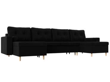 Угловой диван-кровать Белфаст черного цвета (тик-так) 