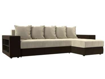 Угловой диван-кровать Дубай бежево-коричневого цвета правый угол